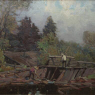 BROWNELL Breaking up the logs Oil 9 X 12