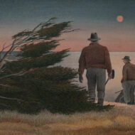 PRATT Two Hunters My father and Tom Phippard hunting sea ducks in the winter of 1934 1993 mixed media 7 x 12