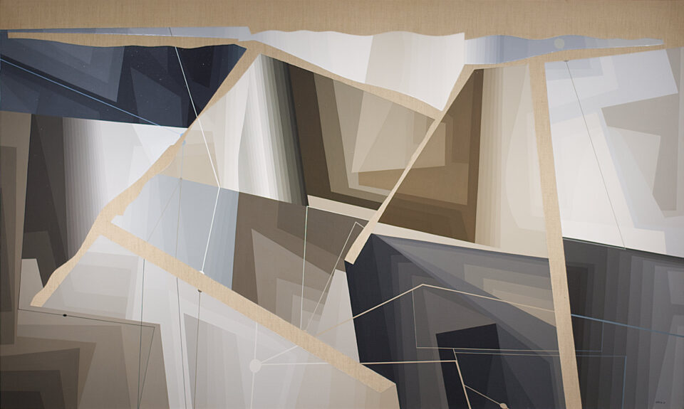 SOLD La terre ruisselle, 1981 Acrylic on canvas 36" x 63.25"