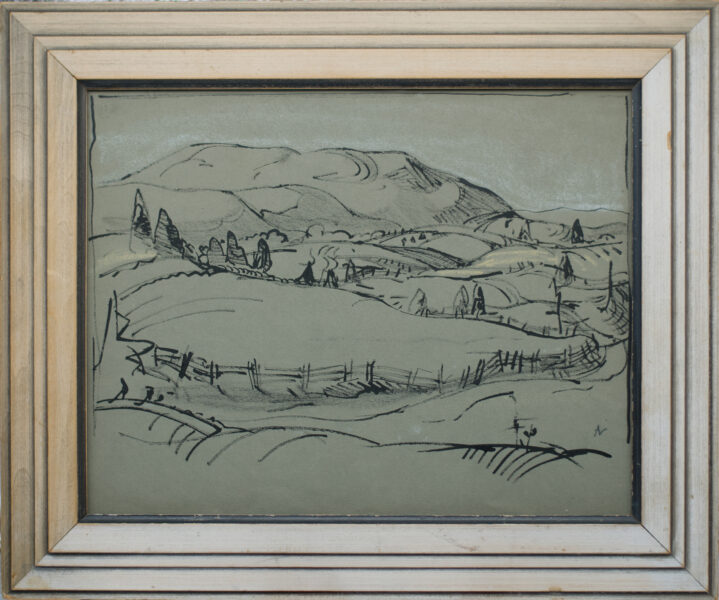 SOLD Quebec Uplands, c.1926 Ink and Pastel 10" x 12.5"