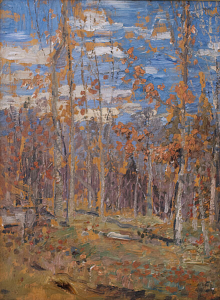 SOLD November in the woods, Algonquin park, 1914 Oil 12.25" x 9.25"
