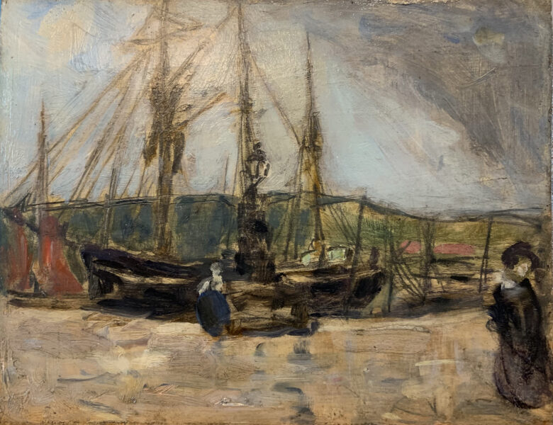 SOLD Femme au port, c. 1908-10 Oil 5" x 6"