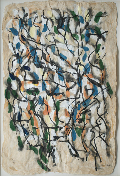 Sans Titre, 1966 Gouache on Mexican amate paper 16" x 10.5"