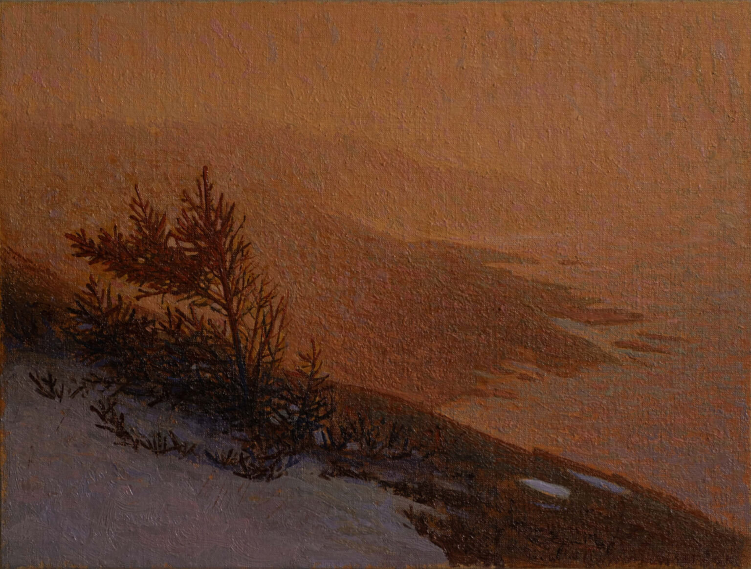 SOLD East Coast at Dusk Oil and acrylic on linen 9" x 12"