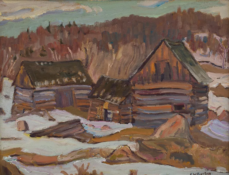 SOLD Chalet en bois rond Oil 10.25" x 13.5"