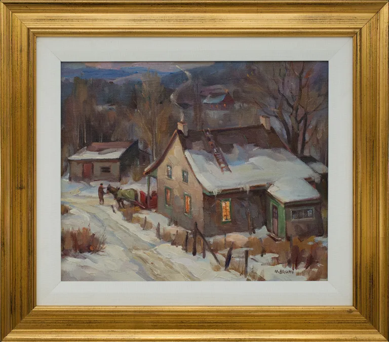 Préparation pour aller au village Oil 10" x 12" Framed
