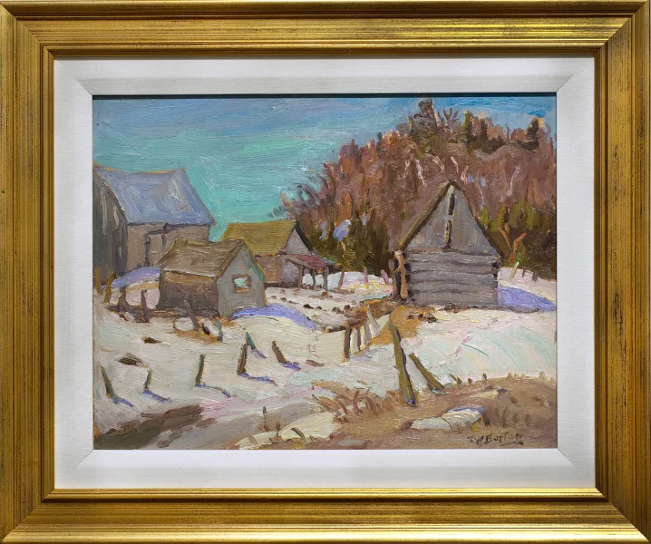 Ralph Burton SOLD Avoka, Quebec, near the Rouge River 1965 Oil 10.5" x 13.5" Framed