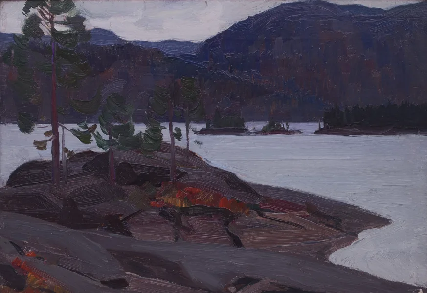 SOLD Dans le parc des Laurentides c 1923 Oil 6" x 8.75"