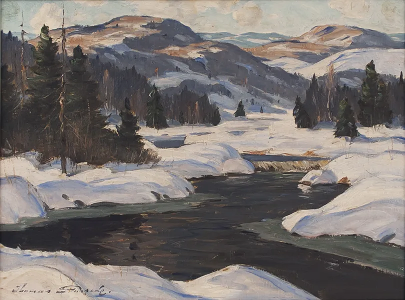 SOLD Winter Stream, Oil 12" x 16"