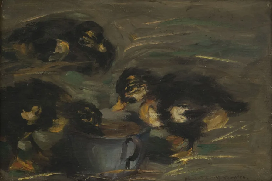 SOLD Ducklings, Oil, 6.25" x 9"