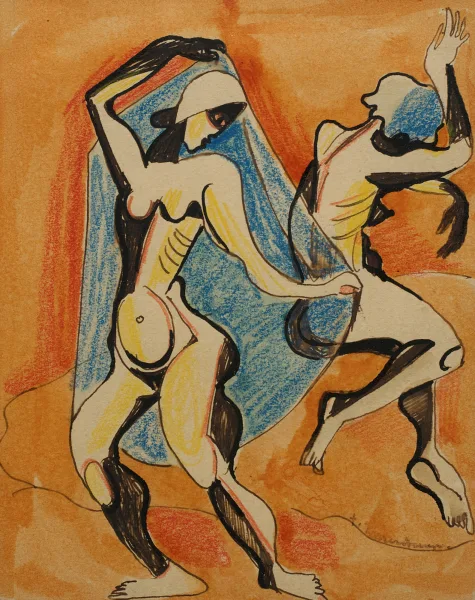 SOLD Dancing Figures Mixed Media 7.25" x 6" &nbsp;&nbsp;&nbsp;&nbsp; 2,000.