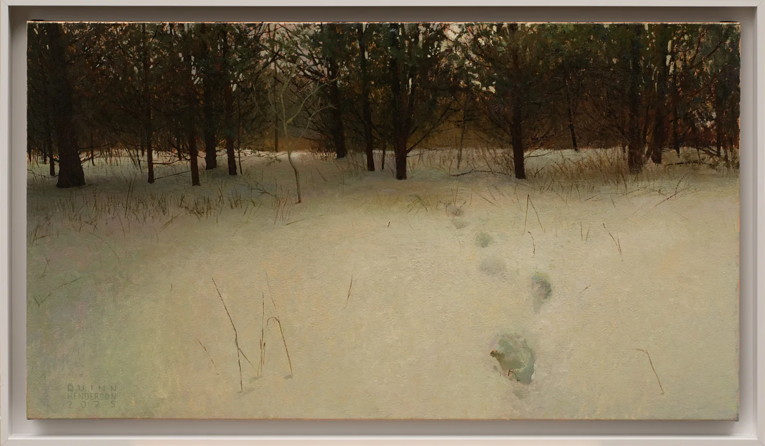 SOLD Walking Away Oil 18" x 32" Framed