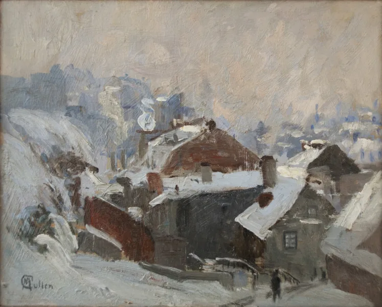SOLD Lower Town, Quebec, c.1896 Oil 8.5" x 10.5"