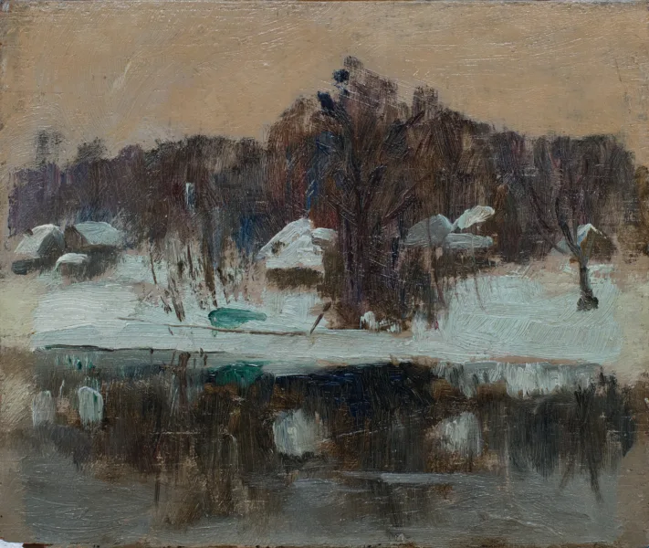 SOLD March Reflections Oil 6" x 7"